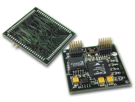 Custom adapter upgrades PLCC footprint to BGA device: